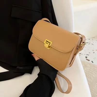 Women Fashion Solid Color Small Square PU Shoulder Bag