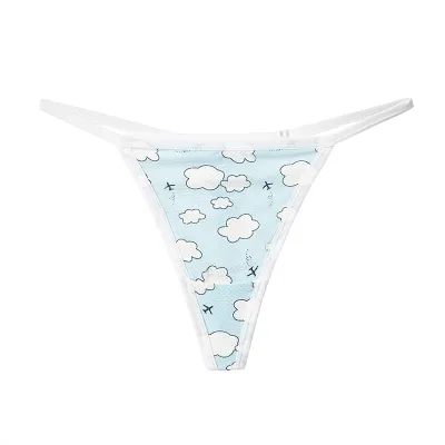 Women Fashion Sexy Printed Low Waist Breathable Nylon Thong