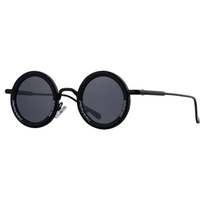 Men's Fashion Casual Solid Color Metal Frame Round Sunglasses