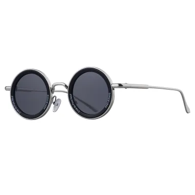 Men's Fashion Casual Solid Color Metal Frame Round Sunglasses