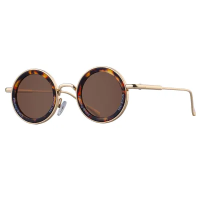 Men's Fashion Casual Solid Color Metal Frame Round Sunglasses