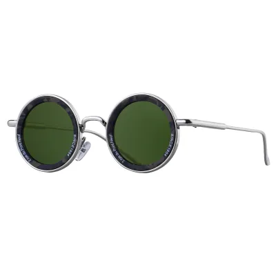 Men's Fashion Casual Solid Color Metal Frame Round Sunglasses