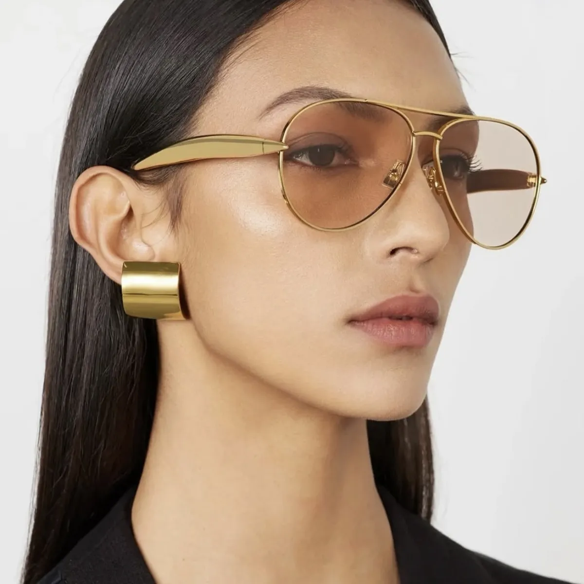 Women Fashion Solid Color Metal Frame Sunglasses