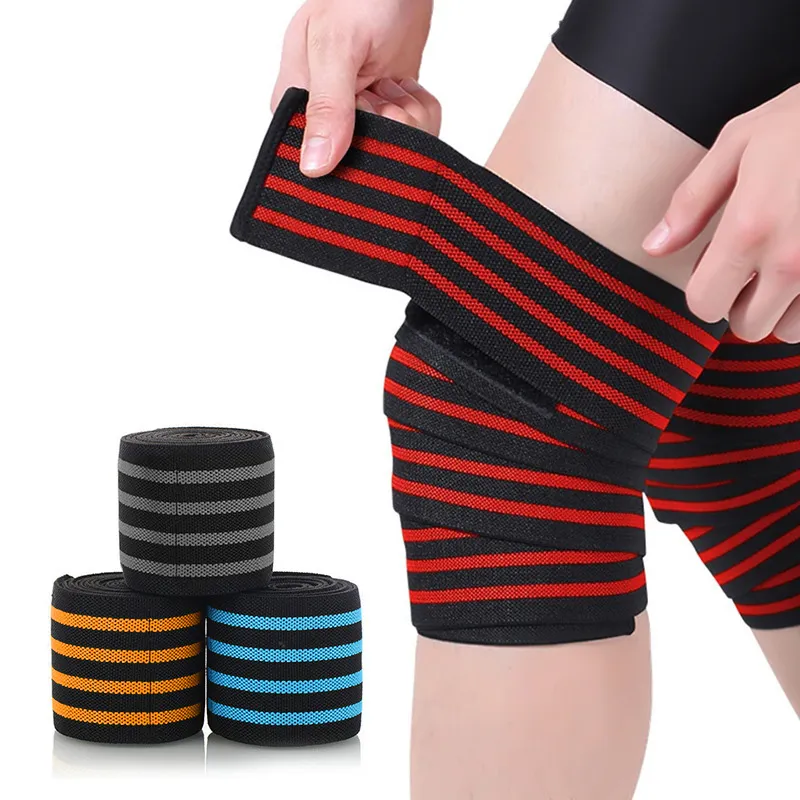 Men Stripe Fitness Squat Knee Cover Joint Bandage with Polyester Fiber