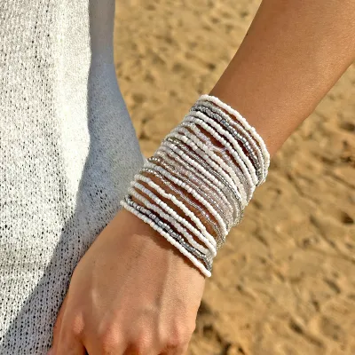 Women's Boho Beach Contrast Bead Multi-Layer Stacked Bracelet