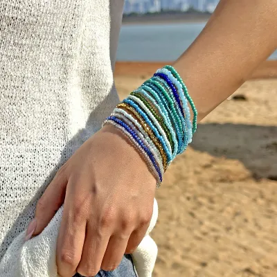 Women's Boho Beach Contrast Bead Multi-Layer Stacked Bracelet