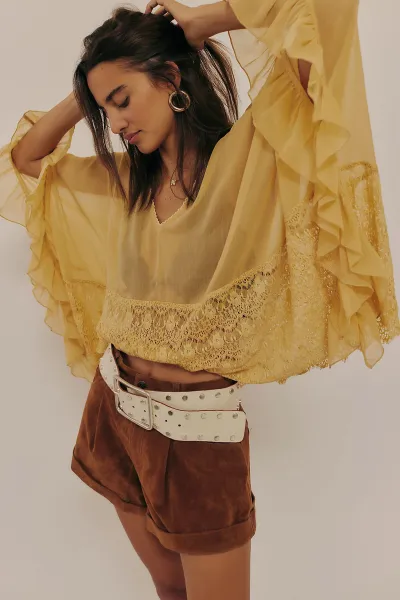 Women Fashion Sexy Mesh Lace Stitching Bat Sleeve Loose Swimsuit Cover-Ups