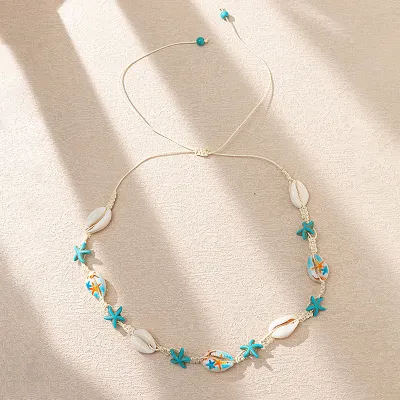 Women Fashion Casual Vacation Ocean Shell Starfish Adjustable Necklace
