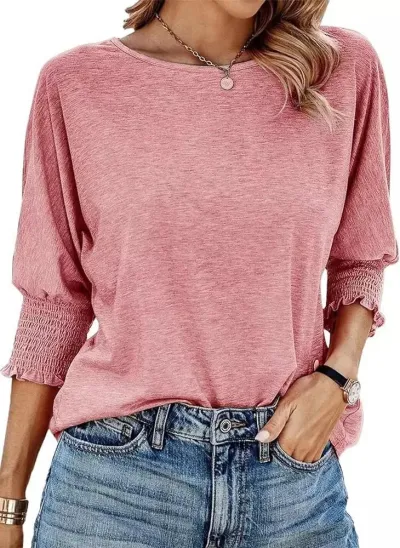 Women Casual Solid Color Long-Sleeve Loose T-Shirt