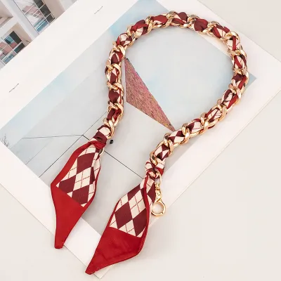 Fashion Silk Scarf Chain Shoulder Strap Bag Accessories