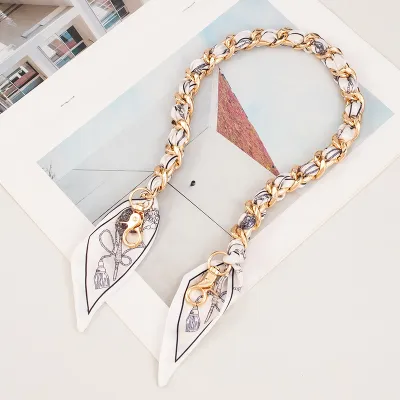 Fashion Silk Scarf Chain Shoulder Strap Bag Accessories