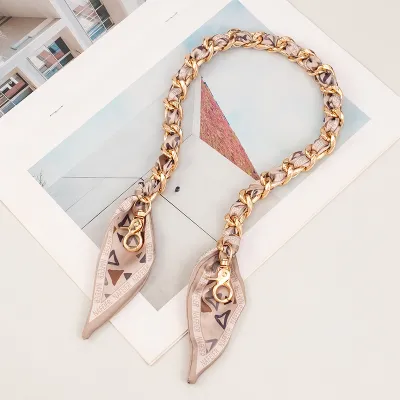 Fashion Silk Scarf Chain Shoulder Strap Bag Accessories