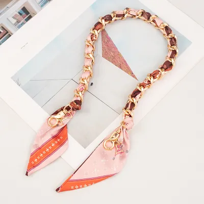 Fashion Silk Scarf Chain Shoulder Strap Bag Accessories