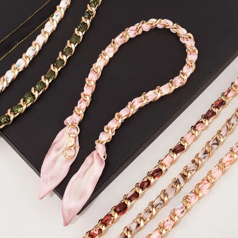 Fashion Silk Scarf Chain Shoulder Strap Bag Accessories