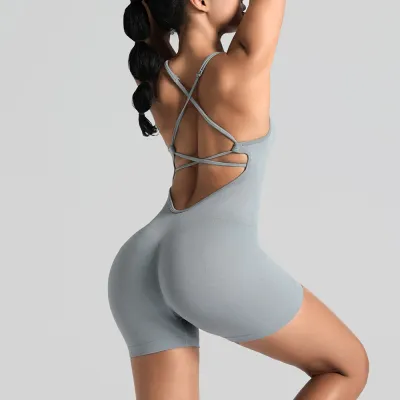 Women's Backless Quick-Dry Yoga Sports Romper - Nylon Blend