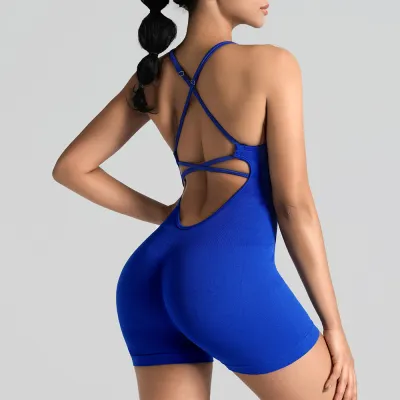 Women's Backless Quick-Dry Yoga Sports Romper - Nylon Blend