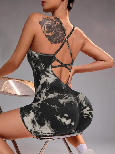 Women's Backless Quick-Dry Yoga Sports Romper - Nylon Blend