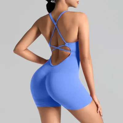 Women's Backless Quick-Dry Yoga Sports Romper - Nylon Blend