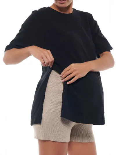 Women Maternity Nursing T-Shirt with Zipper Short Sleeve