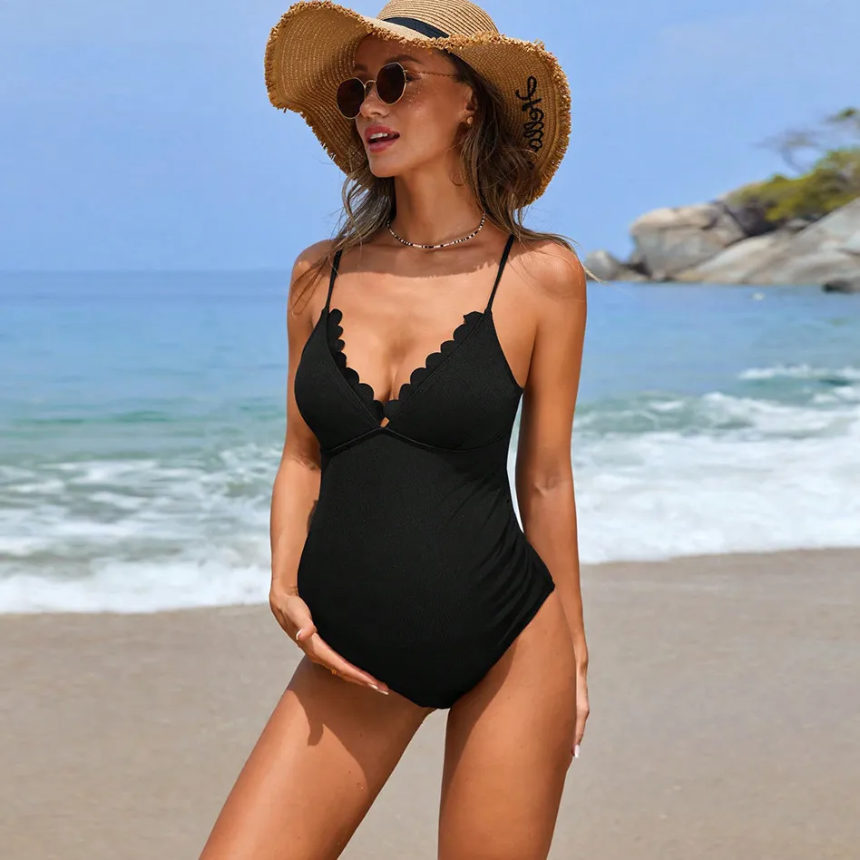 Solid Color Pregnant Women Sling Swimsuit