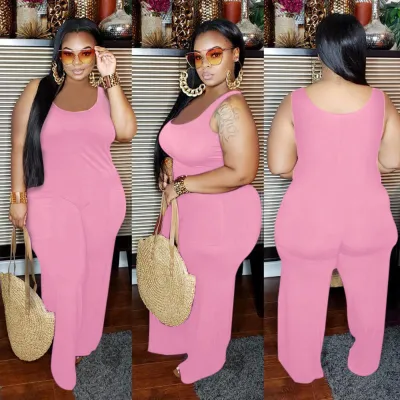 Women Plus Size Commuter Wind Jumpsuit Solid Color