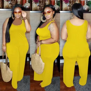 Women Plus Size Commuter Wind Jumpsuit Solid Color