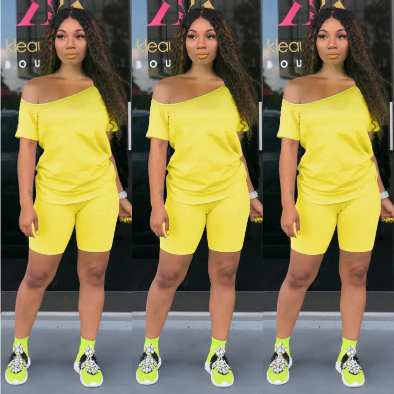 Women Casual Fashion Solid Color Cotton Top And Shorts Two-Piece Set