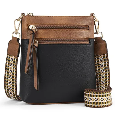 Women Multi-Zipper Pocket Vertical PU Leather Crossbody Bag
