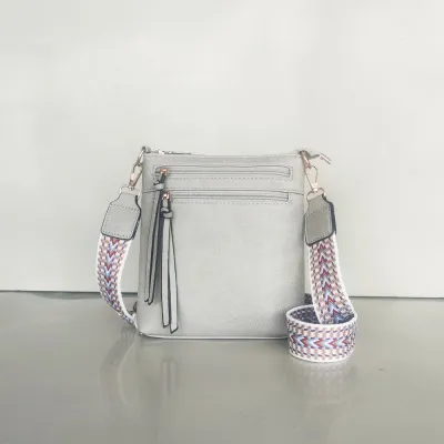 Women Multi-Zipper Pocket Vertical PU Leather Crossbody Bag