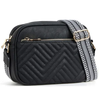 Women Casual PU Leather Square Crossbody Bag with Zipper Closure