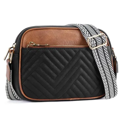Women Casual PU Leather Square Crossbody Bag with Zipper Closure