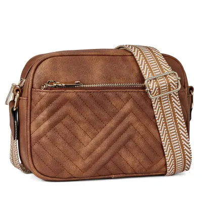 Women Casual PU Leather Square Crossbody Bag with Zipper Closure