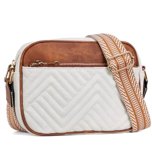 Women Casual PU Leather Square Crossbody Bag with Zipper Closure