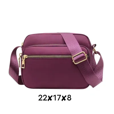 Women Casual Small Square Crossbody Bag Oxford Cloth Zipper Closure