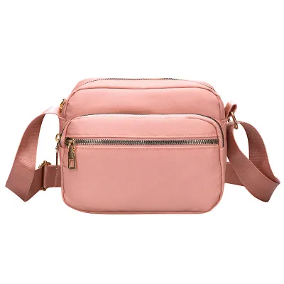 Women Casual Small Square Crossbody Bag Oxford Cloth Zipper Closure