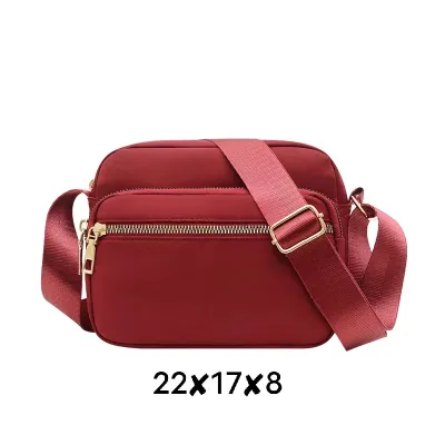 Women Casual Small Square Crossbody Bag Oxford Cloth Zipper Closure