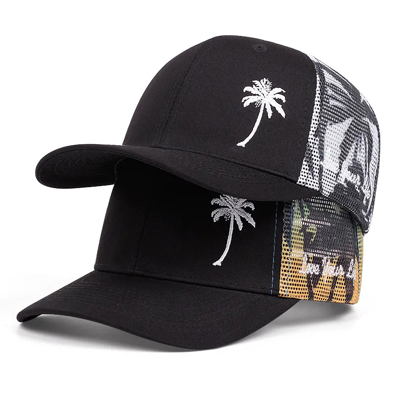 Men Fashion Casual Camouflage Embroidered Coconut Tree Cotton Cap