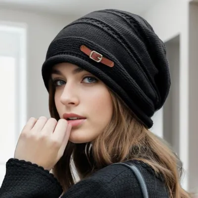 Women Fashion Casual Solid Color Knitted Hat