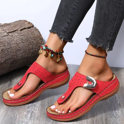 Women Fashion Flat Metal Buckle Transparent Slippers