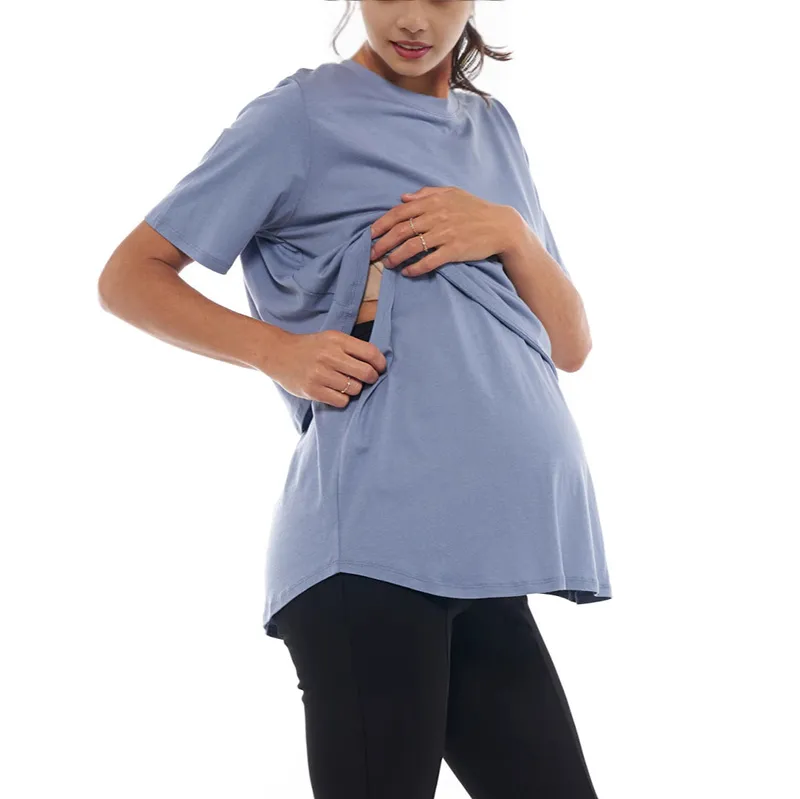 Women Maternity Short-Sleeved T-Shirt Loose Fit Polyester