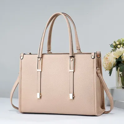 Women Large Capacity PU Work Bag with Zipper Closure