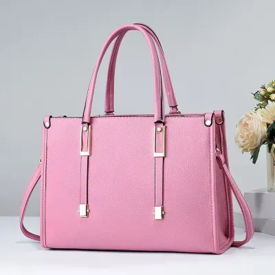 Women Large Capacity PU Work Bag with Zipper Closure