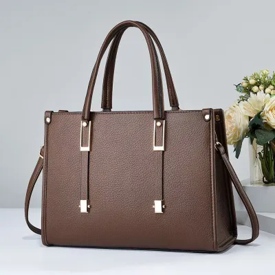Women Large Capacity PU Work Bag with Zipper Closure