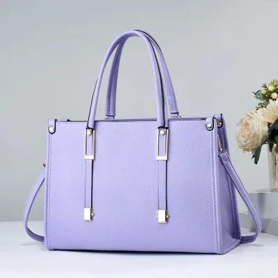 Women Large Capacity PU Work Bag with Zipper Closure