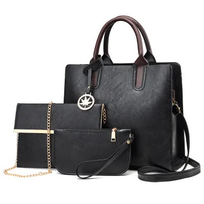 Women Large Capacity Three-Piece Tote PU Hand Bag with Zipper Closure