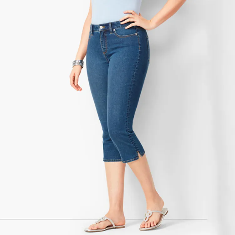 Women Casual Solid Color Slim-Fit Straight Leg Jeans