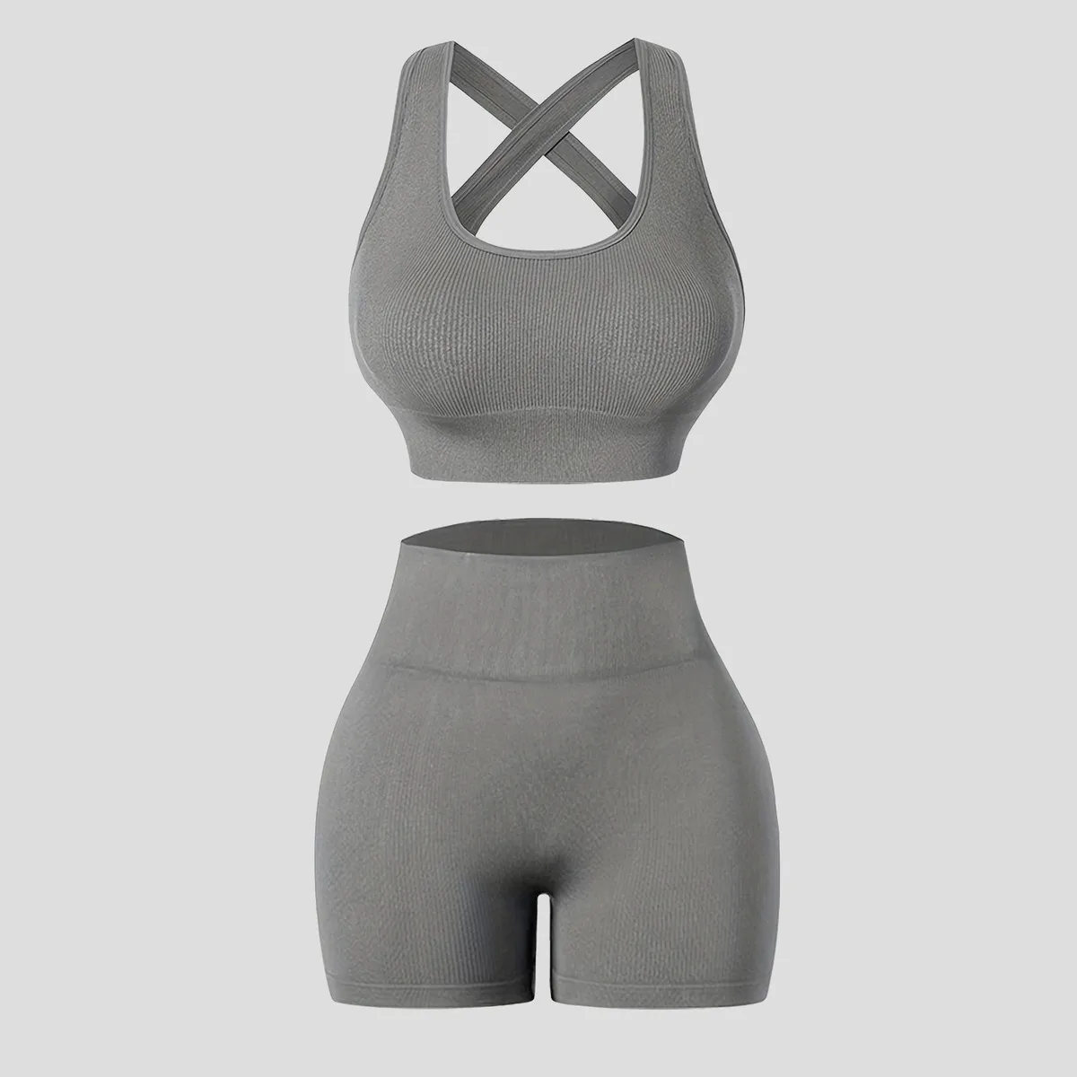 Women Yoga Solid Color Vest And Shorts Two-Piece Set