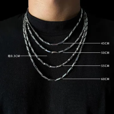 Men's Fashion Casual Titanium Steel Bamboo Prismatic Necklace