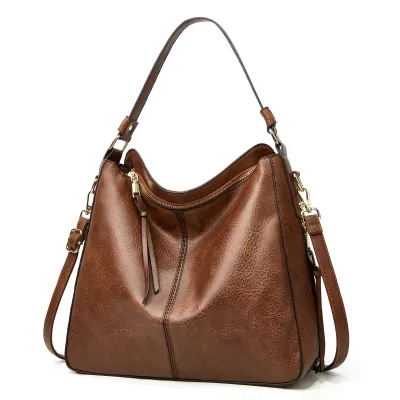 Women Solid Color PU New Moon Satchel Large Capacity Handbag