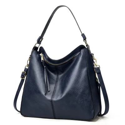 Women Solid Color PU New Moon Satchel Large Capacity Handbag
